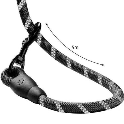 Trainingslijn Hond 5 Meter – Reflecterende Hondenriem – 12 mm Dik Touw – Zwart