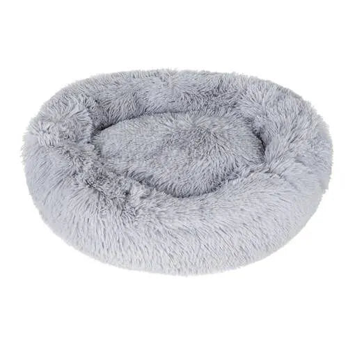 Ronde Hondenmand 60 cm – Zachte Pluche Donut Hondenmand Maat M – Grijs