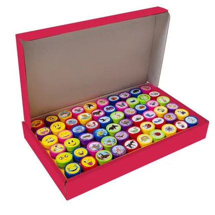 Stempelset Kinderen 60 Stuks – Zelfinktende Stempels – Dieren & Smileys – 6 Kleuren