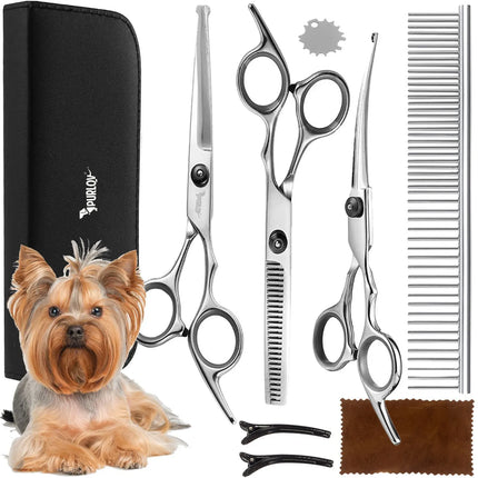 Hondenschaar Set – 3 Trim- & Effileerscharen met Kam – 8-delige Honden Trimset met Etui