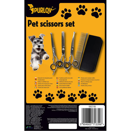 Hondenschaar Set – 3 Trim- & Effileerscharen met Kam – 8-delige Honden Trimset met Etui