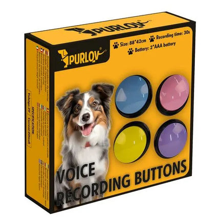 Praatknoppen Hond 4 Stuks – Opneembare Geluidsknoppen voor Communicatietraining