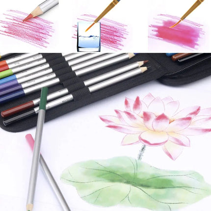 Tekenset 74-delig – Schetsset met Tekenpotloden, Houtskool & Aquarelpotloden – Met Etui
