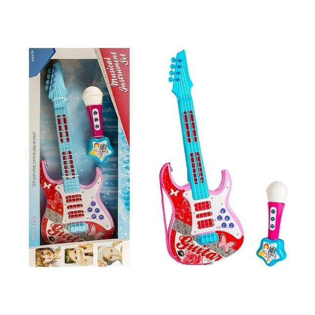 Elektrische Speelgoed gitaar voor kinderen Met Microfoon Blauw/Roze - Kinder Gitaar 57 cm - Speelgoedgitaar
