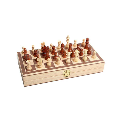 Houten 3 in 1 Schaakspel - Inklapbaar Dammen - Backgammon Set - Bordspel - Houten Spelletjes