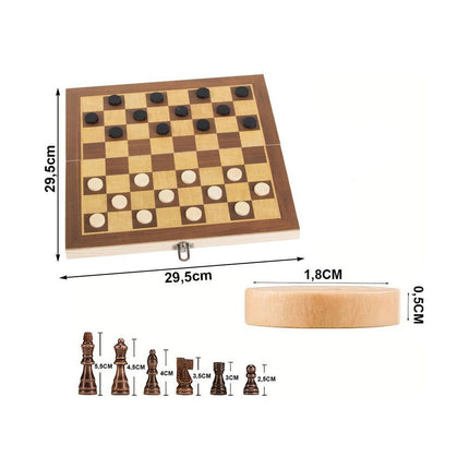 Houten 3 in 1 Schaakspel - Inklapbaar Dammen - Backgammon Set - Bordspel - Houten Spelletjes