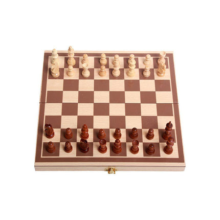 Houten 3 in 1 Schaakspel - Inklapbaar Dammen - Backgammon Set - Bordspel - Houten Spelletjes
