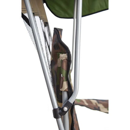 Visstoel met Dak – Opvouwbare Vissersstoel met Bekerhouder – Camouflage – Tot 100 kg