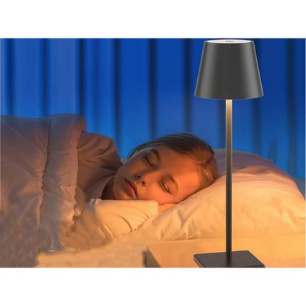 Tafellamp Oplaadbaar - Draadloos en Dimbaar - Moderne Touch Lamp - Nachtlamp Slaapkamer - 3 Tinten Licht - 38 cm - Zwart