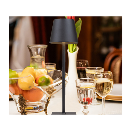 Tafellamp Oplaadbaar - Draadloos en Dimbaar - Moderne Touch Lamp - Nachtlamp Slaapkamer - 3 Tinten Licht - 38 cm - Zwart