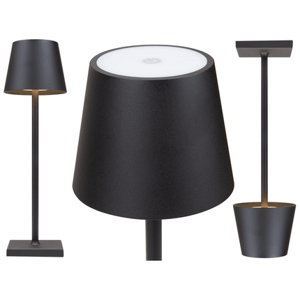 Tafellamp Oplaadbaar - Draadloos en Dimbaar - Moderne Touch Lamp - Nachtlamp Slaapkamer - 3 Tinten Licht - 38 cm - Zwart