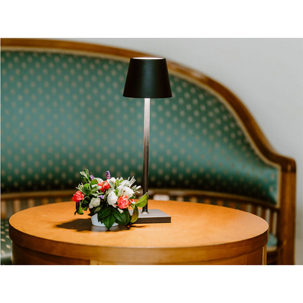 Tafellamp Oplaadbaar - Draadloos en Dimbaar - Moderne Touch Lamp - Nachtlamp Slaapkamer - 3 Tinten Licht - 38 cm - Zwart