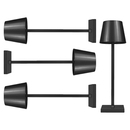 Tafellamp Oplaadbaar - Draadloos en Dimbaar - Moderne Touch Lamp - Nachtlamp Slaapkamer - 3 Tinten Licht - 38 cm - Zwart