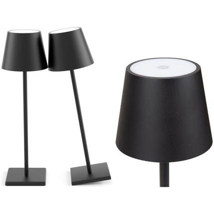 Tafellamp Oplaadbaar - Draadloos en Dimbaar - Moderne Touch Lamp - Nachtlamp Slaapkamer - 3 Tinten Licht - 38 cm - Zwart