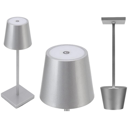 Tafellamp Oplaadbaar - Draadloos en Dimbaar - Moderne Touch Lamp - Nachtlamp Slaapkamer - 3 Tinten Licht - 38 cm - Zilver