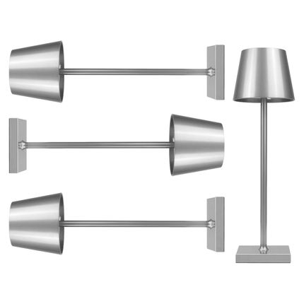 Tafellamp Oplaadbaar - Draadloos en Dimbaar - Moderne Touch Lamp - Nachtlamp Slaapkamer - 3 Tinten Licht - 38 cm - Zilver
