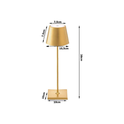 Oplaadbare Draadloze Tafellamp – 38 cm Goud – LED Nachtlamp met Dimbaar Warm Licht & Touchbediening – Moderne Oplaadbare Nachtlamp voor Slaapkamer, Woonkamer en Camping