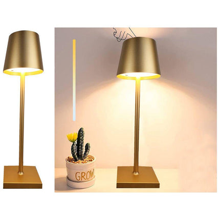 Oplaadbare Draadloze Tafellamp – 38 cm Goud – LED Nachtlamp met Dimbaar Warm Licht & Touchbediening – Moderne Oplaadbare Nachtlamp voor Slaapkamer, Woonkamer en Camping