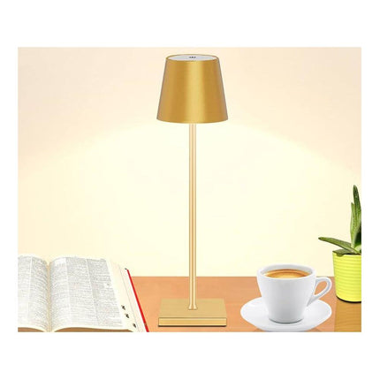 Oplaadbare Draadloze Tafellamp – 38 cm Goud – LED Nachtlamp met Dimbaar Warm Licht & Touchbediening – Moderne Oplaadbare Nachtlamp voor Slaapkamer, Woonkamer en Camping