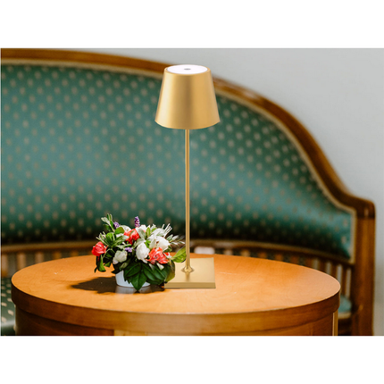 Oplaadbare Draadloze Tafellamp – 38 cm Goud – LED Nachtlamp met Dimbaar Warm Licht & Touchbediening – Moderne Oplaadbare Nachtlamp voor Slaapkamer, Woonkamer en Camping