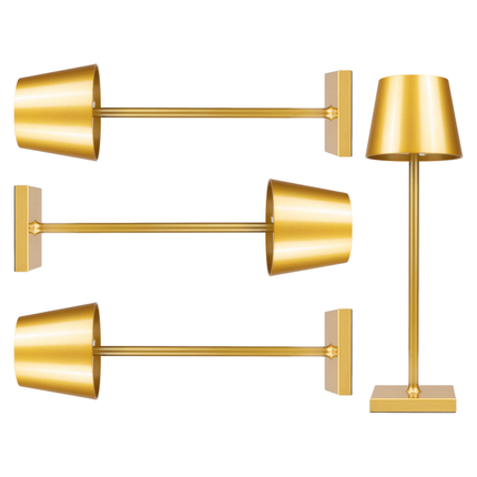 Oplaadbare Draadloze Tafellamp – 38 cm Goud – LED Nachtlamp met Dimbaar Warm Licht & Touchbediening – Moderne Oplaadbare Nachtlamp voor Slaapkamer, Woonkamer en Camping
