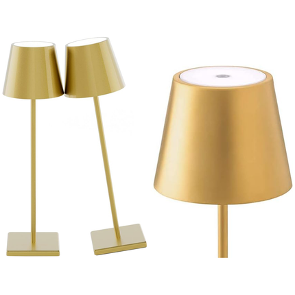 Oplaadbare Draadloze Tafellamp – 38 cm Goud – LED Nachtlamp met Dimbaar Warm Licht & Touchbediening – Moderne Oplaadbare Nachtlamp voor Slaapkamer, Woonkamer en Camping