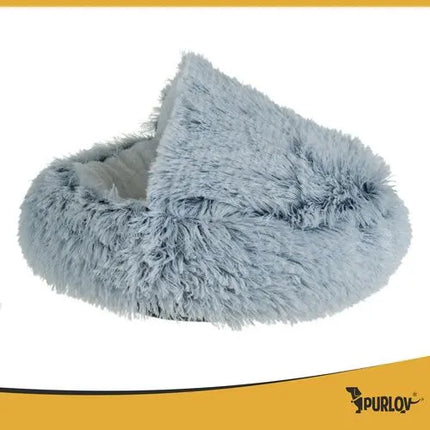 Zachte Hondenmand & Kattenmand 44 x 38 cm – Pluche Dierenmand met Kap – Grijs