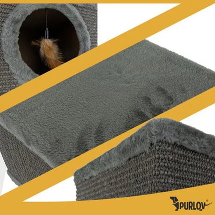 Kattenhuisje op Pootjes met Krabwand – Kattenmand & Krabplek – 38 x 32 cm