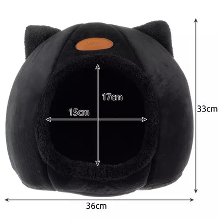 Purlov Luxe kattenmand voor de Kat  - Pluche Kattenbed - Luxe Kattenhuisje - Kat Slaapplek - Zachte Kattenmand - Huisdier Meubels - Zwart