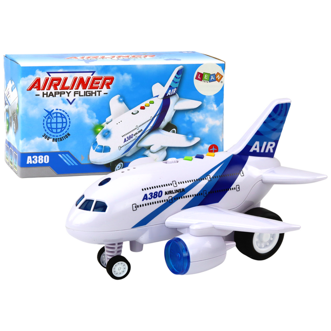 Airliner Happy Flight Speelgoed Vliegtuig Met Licht En Geluid Voor Kinderen Blauw 25 x 23 x 14 cm - Speelgoedvliegtuig -