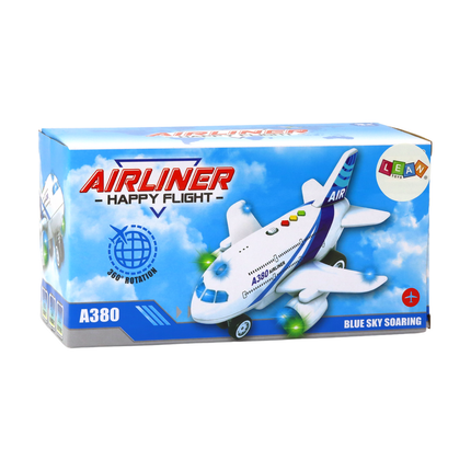 Airliner Happy Flight Speelgoed Vliegtuig Met Licht En Geluid Voor Kinderen Blauw 25 x 23 x 14 cm - Speelgoedvliegtuig -