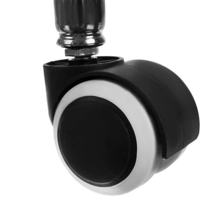 Beautylushh Kapperskruk op Wielen – Zwarte Zadelkruk met Extra Beensteunwiel - In Hoogte Verstelbare Ergonomische Salon Draaikruk met Rubber Wielen