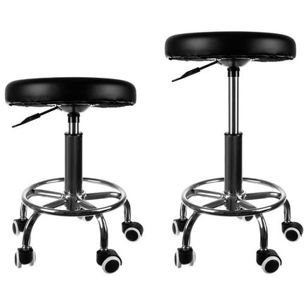 Beautylushh Kapperskruk op Wielen – Zwarte Zadelkruk met Extra Beensteunwiel - In Hoogte Verstelbare Ergonomische Salon Draaikruk met Rubber Wielen