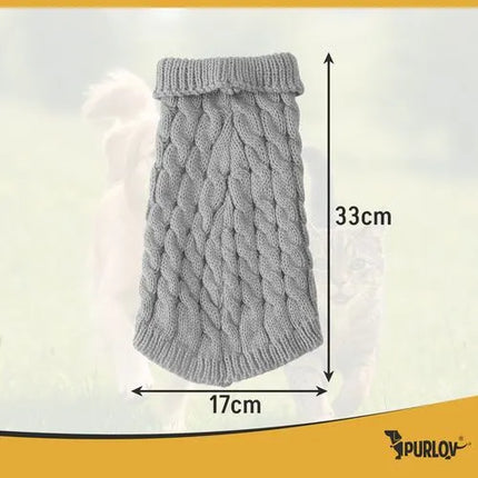 Hondentrui Maat M – Warme Gebreide Wintertrui met Col – Grijs