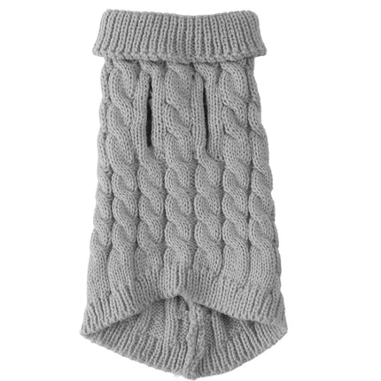 Hondentrui Maat M – Warme Gebreide Wintertrui met Col – Grijs