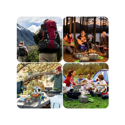 18-delig Outdoor Kampeerservies Set - Compact & Duurzaam - Camping pannenset - Kampeerset