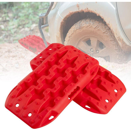 Trendmix Auto Gripplaten 2 Stuks – Antislip Starthulp Tractiemat – Voor Modder, Sneeuw en Zand – 58x31x6 cm – Rood – Voor Auto, Camper, Vrachtwagen