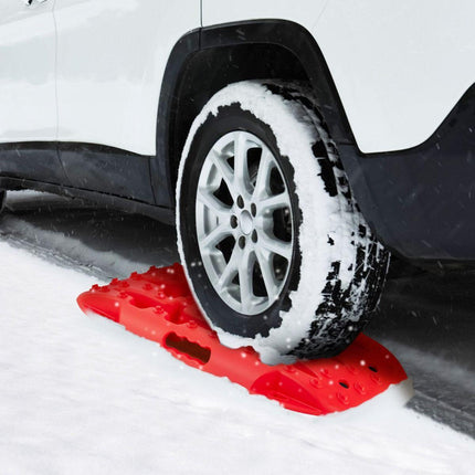 Trendmix Auto Gripplaten 2 Stuks – Antislip Starthulp Tractiemat – Voor Modder, Sneeuw en Zand – 58x31x6 cm – Rood – Voor Auto, Camper, Vrachtwagen