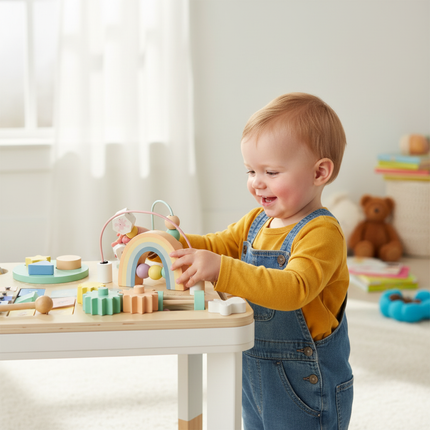LULILO LUDO Montessori Sensorische Speeltafel – Houten Manipulatietafel 2-in-1 – Educatief Speelgoed vanaf 3 Jaar – Mintkleur