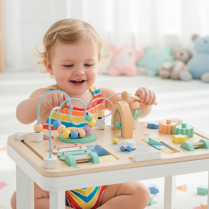 LULILO LUDO Montessori Sensorische Speeltafel – Houten Manipulatietafel 2-in-1 – Educatief Speelgoed vanaf 3 Jaar – Mintkleur