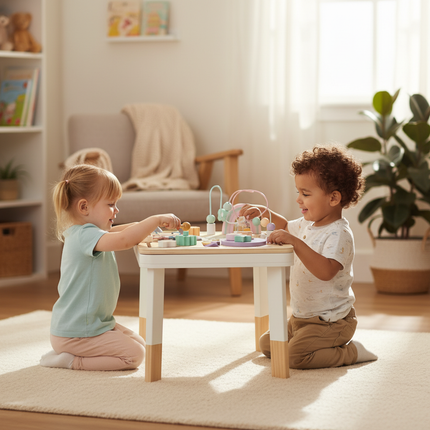 LULILO LUDO Montessori Sensorische Speeltafel – Houten Manipulatietafel 2-in-1 – Educatief Speelgoed vanaf 3 Jaar – Roze