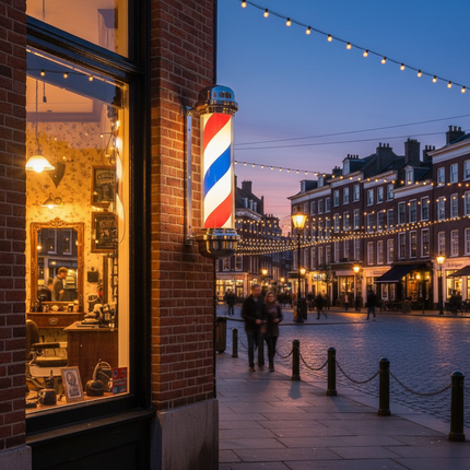Gabbiano Barbershop Wandlamp – Grote Zilveren Barber Pole met LED Verlichting – Draaibare Kapperslamp voor aan de Wand