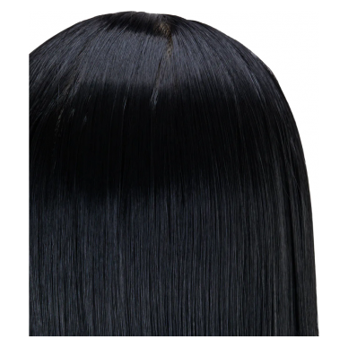 Gabbiano Oefenhoofd Kapper - 60 cm Haarlengte - Synthetisch Haar - Kappersopleiding - Zwart