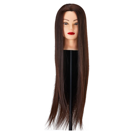 Gabbiano Oefenhoofd Kapper - 60 cm Haarlengte - Synthetisch Haar - Kappersopleiding - Bruin