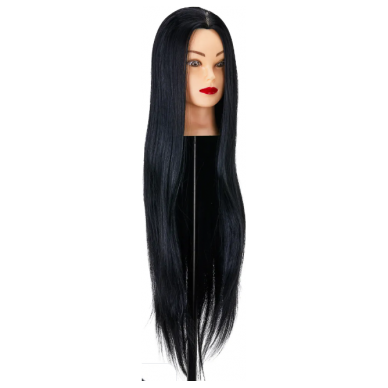 Gabbiano Oefenhoofd Kapper - 60 cm Haarlengte - Synthetisch Haar - Kappersopleiding - Zwart