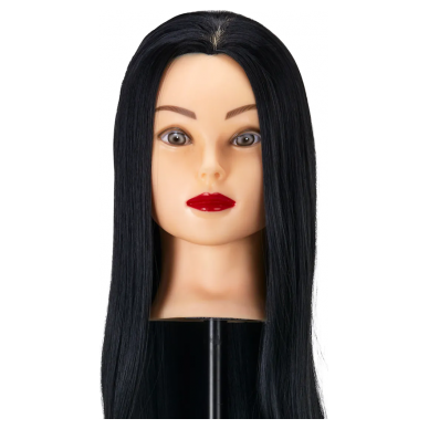 Gabbiano Oefenhoofd Kapper - 60 cm Haarlengte - Synthetisch Haar - Kappersopleiding - Zwart