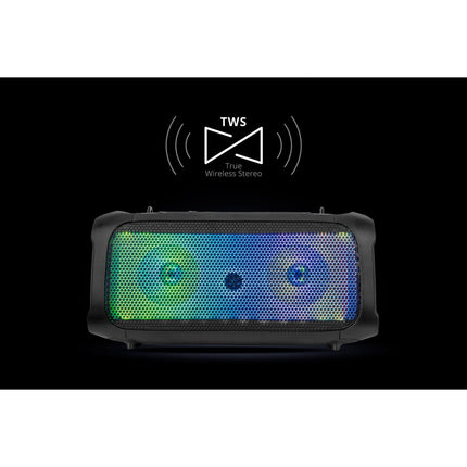 Krüger & Matz Draadloze Draagbare Bluetooth DJ Party Speaker - RGB Verlichting - Draadloze microfoon - Geluidseffecten - 30W - Zwart