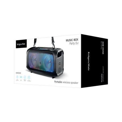 Krüger & Matz Draadloze Draagbare Bluetooth DJ Party Speaker - RGB Verlichting - Draadloze microfoon - Geluidseffecten - 30W - Zwart