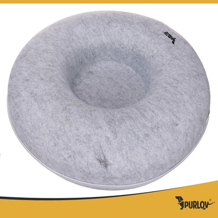 Kattenmand met Tunnel 51 cm – Donut Kattenbed van Natuurlijk Vilt – Grijs