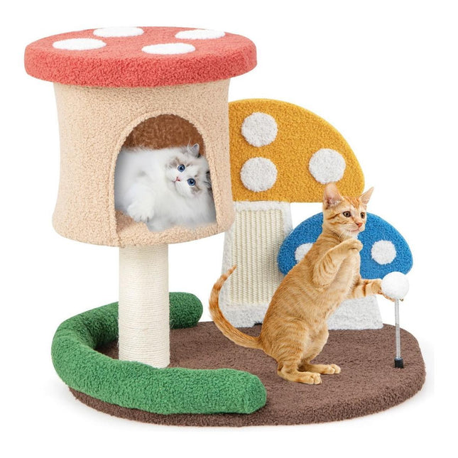 Trendmix Krabpaal Kat – Paddenstoellook – 60 x 49 x 59 cm – Kattenmand, Sisal Krabplank & Speelbal